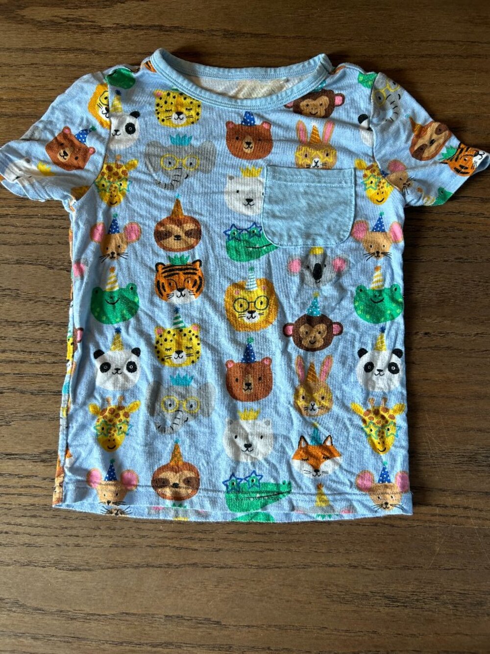 Little Sleepies Play Shirt; Blue Birthday Animals; 3T; Bamboo; Multicolor